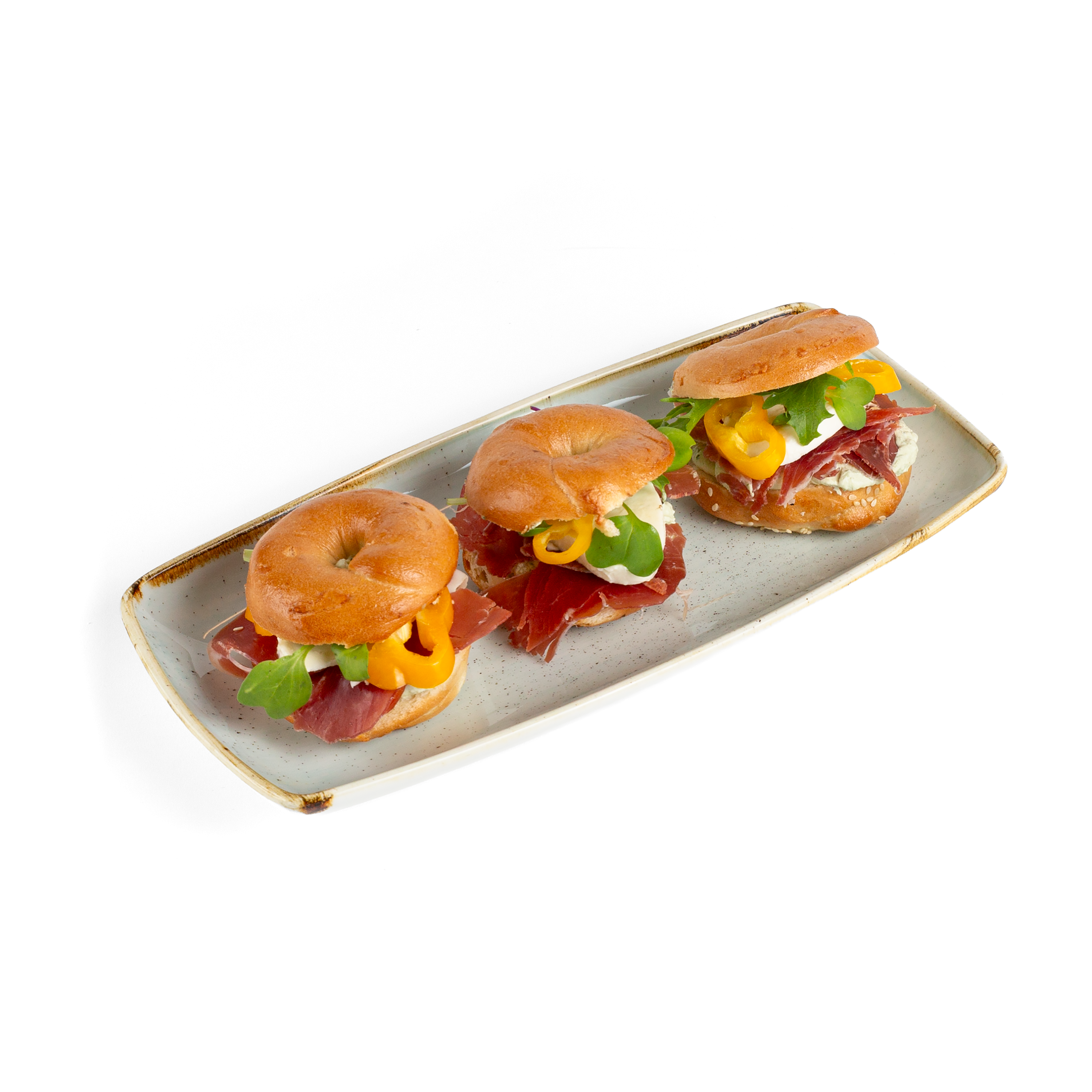Prosciuttós Mascarponés Pestós Mini Bagel - 15db