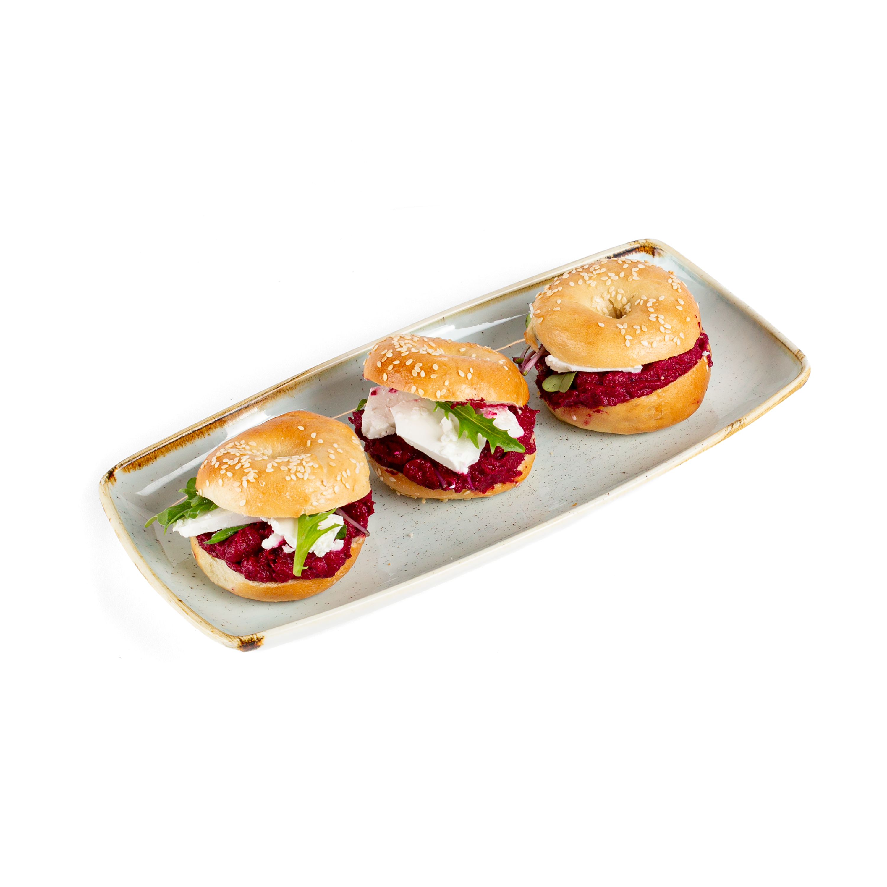 Céklás hummuszos-fetás Mini Bagel - 15db